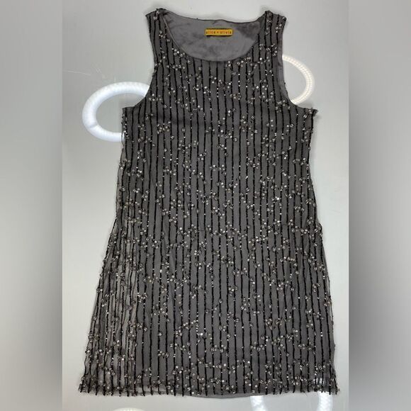 Alice + Olivia Shift Bling Sequins Beaded Mini Dress Women Small Black - Picture 1 of 5